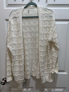 Maurices Ivory Open Weave Knit Cardigan